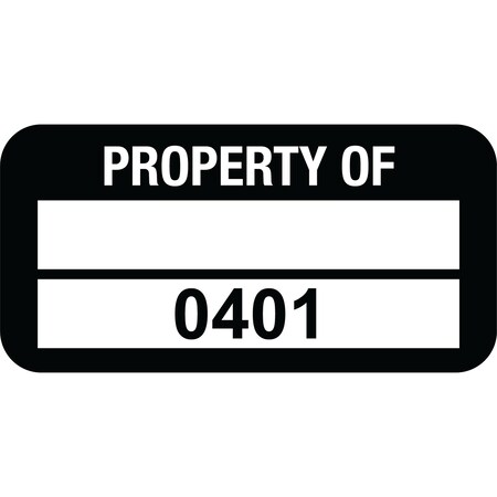 Lustre-Cal VOID Label PROPERTY OF Black 1.50in x 0.75in 1 Blank Pad & Serialized 0401-0500, 100PK 253774Vo2K0401